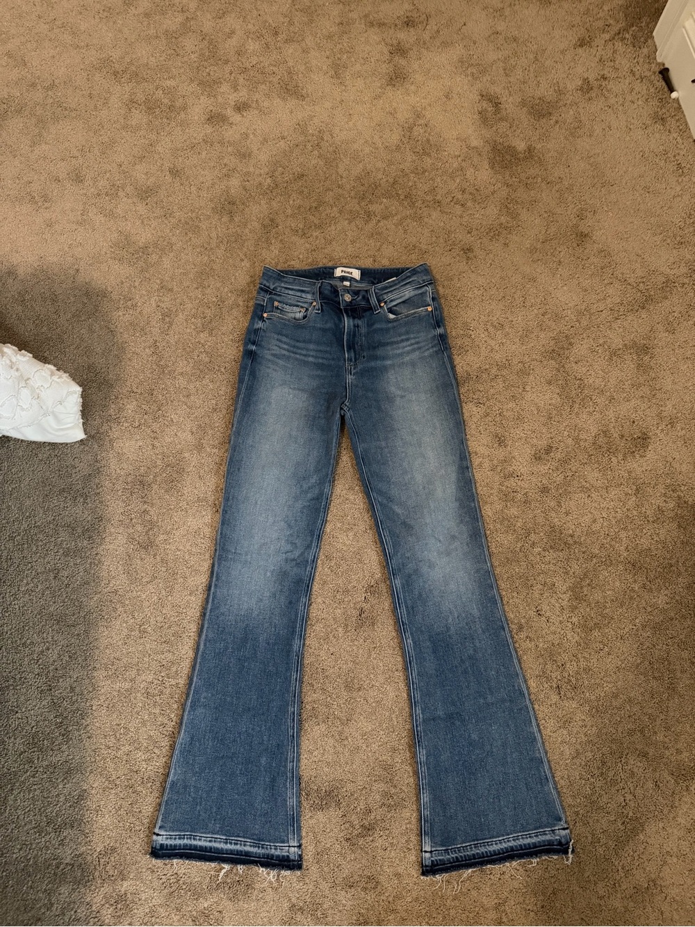 PAIGE Mid-Blue High-Rise Flare Jeans